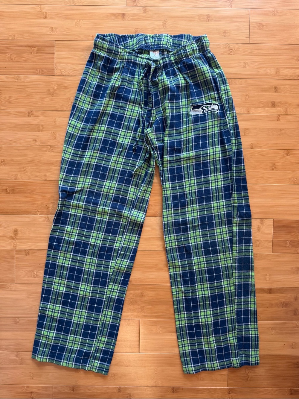 Seattle Seahawks NFL Plaid Flannel Pajama Pants Embroidered Logo - Unisex Small